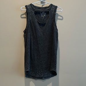 NWOT, Chaser, Womens, Sleeveless top, rounded, hi-low hem, front cut-out